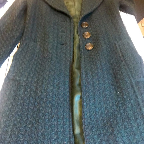 Banana Republic Green Tweed Pea Coat Size XS - Picture 2 of 8